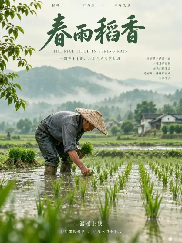 《春雨润田》- 天美视频乡村励志短剧封面 《春雨润田》- 天美视频乡村励志短剧封面